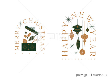 Merry Christmas hand drawn greeting labels Merry Christmas hand drawn greeting labels 130895305