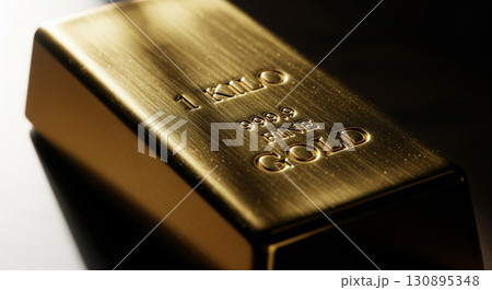 Macro Focus on Engraved Text of Gold Bar 130895348