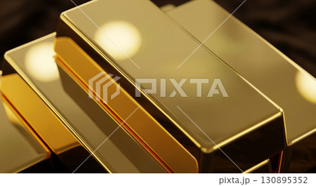 Abstract Close Up of Golden Bullion Surface 130895352