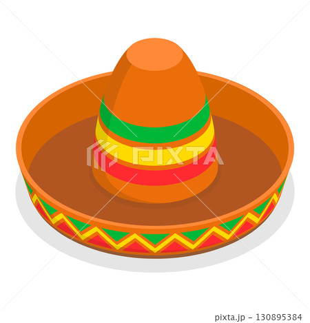 3D Isometric Flat  Set of Mexican Hats. Item 7 130895384