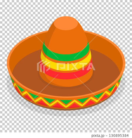 3D Isometric Flat  Set of Mexican Hats. Item 7 130895384