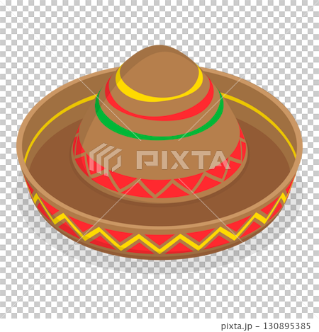 3D Isometric Flat  Set of Mexican Hats. Item 8 130895385
