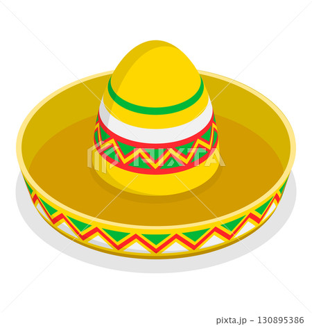 3D Isometric Flat  Set of Mexican Hats. Item 9 130895386