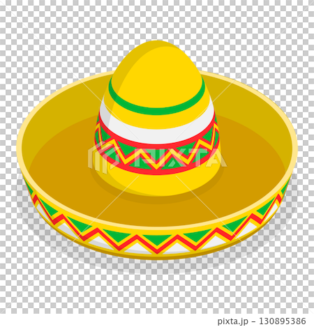 3D Isometric Flat  Set of Mexican Hats. Item 9 130895386