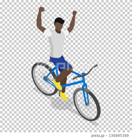3D Isometric Flat Set of Cycling People. Item 3 3D Isometric Flat Set of Cycling People. Item 3 130895389