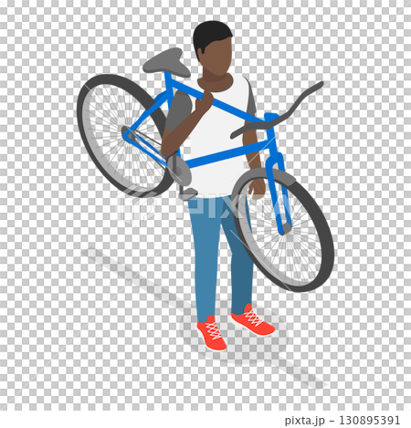 3D Isometric Flat Set of Cycling People. Item 5 3D Isometric Flat Set of Cycling People. Item 5 130895391