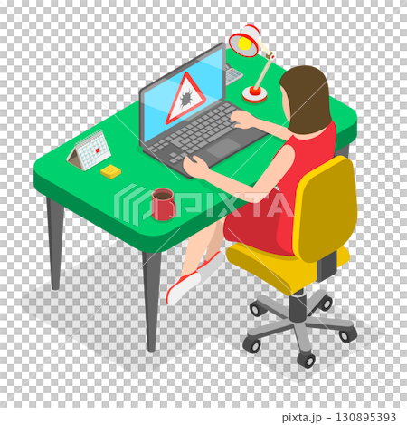 3D Isometric Flat  Illustration of Computer Network Attack. Item 3 130895393