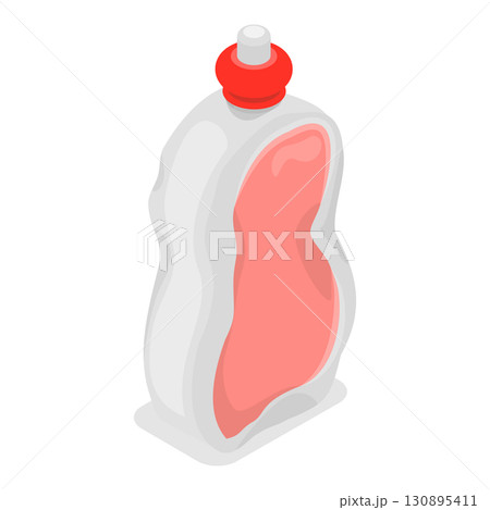 3D Isometric Flat  Set of Plastic Waste. Item 5 130895411