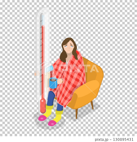 3D Isometric Flat Illustration of Diverse Unhealthy People. Item 6 3D Isometric Flat Illustration of Diverse Unhealthy People. Item 6 130895431