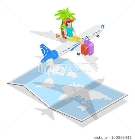 3D Isometric Flat Illustration of Air Trip. Item 3 3D Isometric Flat Illustration of Air Trip. Item 3 130895432