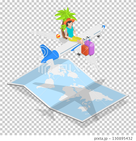 3D Isometric Flat Illustration of Air Trip. Item 3 3D Isometric Flat Illustration of Air Trip. Item 3 130895432