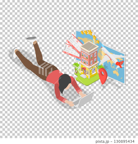 3D Isometric Flat Illustration of Trip Planning. Item 3 3D Isometric Flat Illustration of Trip Planning. Item 3 130895434