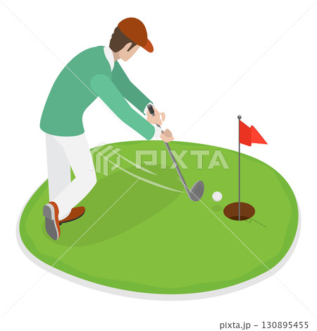 3D Isometric Flat Illustration of Golfers. Item 5 3D Isometric Flat Illustration of Golfers. Item 5 130895455