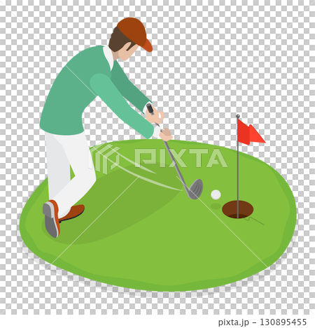3D Isometric Flat Illustration of Golfers. Item 5 3D Isometric Flat Illustration of Golfers. Item 5 130895455