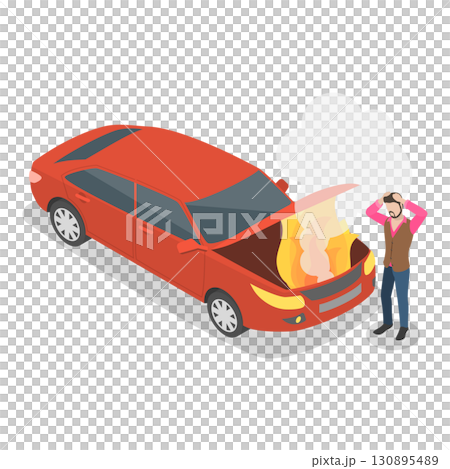 3D Isometric Flat  Illustration of Accidents On Road. Item 4 130895489
