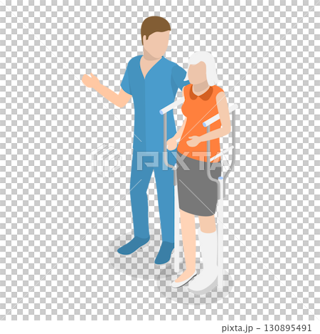 3D Isometric Flat  Illustration of Caring For The Elderly. Item 1 130895491