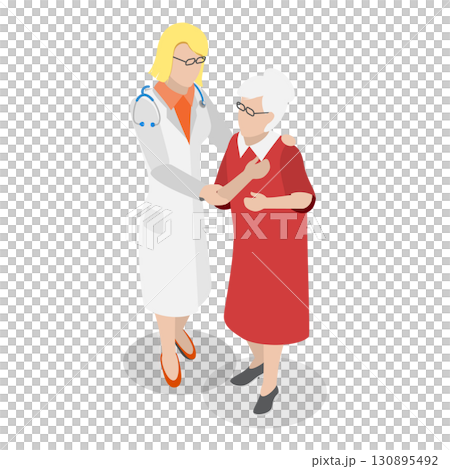 3D Isometric Flat  Illustration of Caring For The Elderly. Item 2 130895492