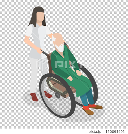 3D Isometric Flat Illustration of Caring For The Elderly. Item 3 3D Isometric Flat Illustration of Caring For The Elderly. Item 3 130895493