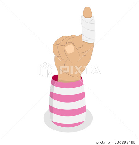 3D Isometric Flat  Set of Hand Injury Treatment. Item 4 130895499