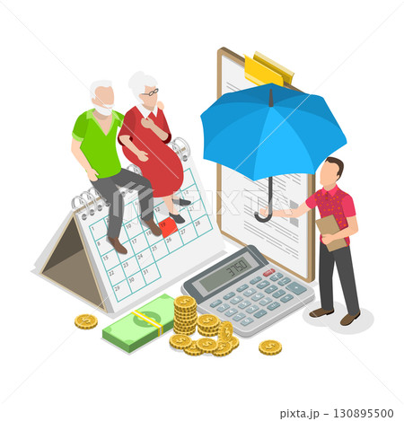 3D Isometric Flat Illustration of Employee Pension Fund. Item 1 3D Isometric Flat Illustration of Employee Pension Fund. Item 1 130895500