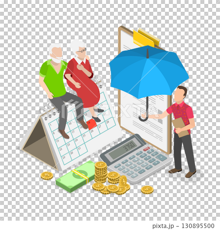 3D Isometric Flat Illustration of Employee Pension Fund. Item 1 3D Isometric Flat Illustration of Employee Pension Fund. Item 1 130895500