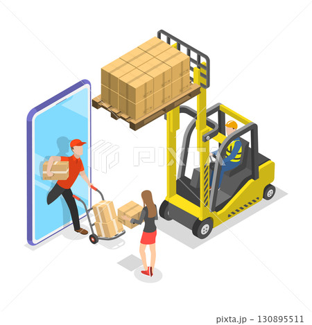 3D Isometric Flat Illustration of Efficient Logistics Coordination. Item 1 3D Isometric Flat Illustration of Efficient Logistics Coordination. Item 1 130895511
