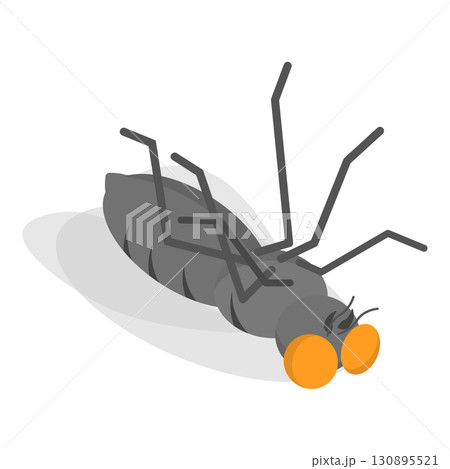 3D Isometric Flat  Set of Houseflies. Item 2 130895521