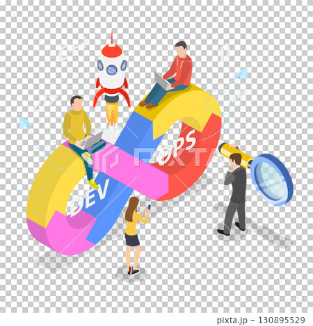 3D Isometric Flat  Illustration of DevOps. Item 3 130895529