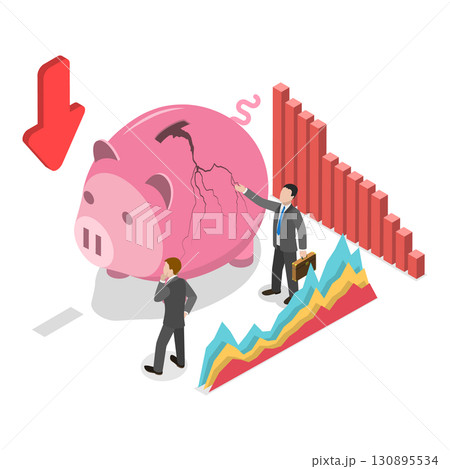3D Isometric Flat Illustration of Business Bankruptcy. Item 2 3D Isometric Flat Illustration of Business Bankruptcy. Item 2 130895534
