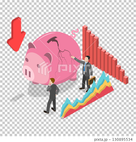 3D Isometric Flat Illustration of Business Bankruptcy. Item 2 3D Isometric Flat Illustration of Business Bankruptcy. Item 2 130895534