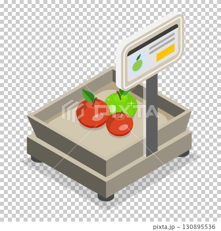 3D Isometric Flat Illustration of Retail Scales. Item 1 3D Isometric Flat Illustration of Retail Scales. Item 1 130895536