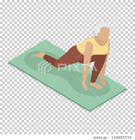 3D Isometric Flat Illustration of Elderly Various Exercises. Item 2 3D Isometric Flat Illustration of Elderly Various Exercises. Item 2 130895554