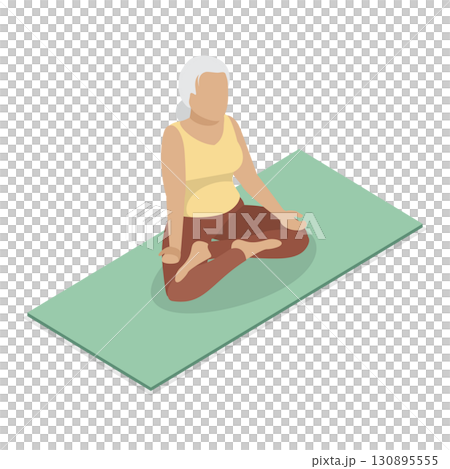 3D Isometric Flat Illustration of Elderly Various Exercises. Item 3 3D Isometric Flat Illustration of Elderly Various Exercises. Item 3 130895555