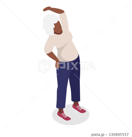 3D Isometric Flat  Illustration of Elderly Various Exercises. Item 5 130895557