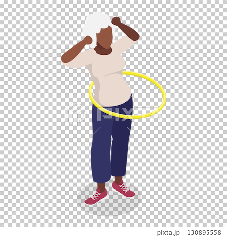 3D Isometric Flat  Illustration of Elderly Various Exercises. Item 6 130895558