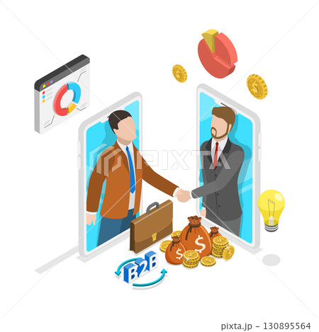 3D Isometric Flat  Illustration of B2B. Item 2 130895564