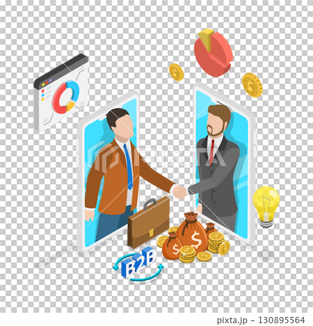 3D Isometric Flat  Illustration of B2B. Item 2 130895564
