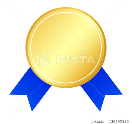 高級感のある金色のメダルと青いリボンのベクターイラスト 130895580