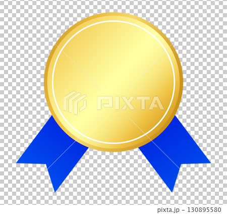 高級感のある金色のメダルと青いリボンのベクターイラスト 130895580