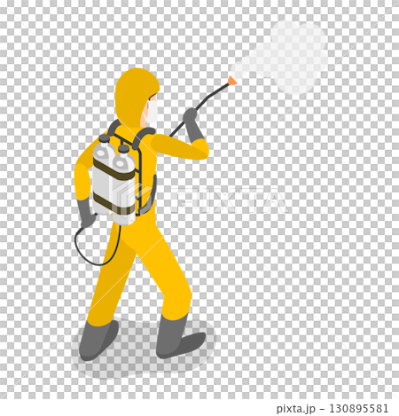 3D Isometric Flat  Illustration of Disinfection Service. Item 9 130895581