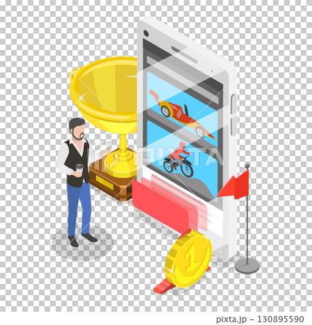 3D Isometric Flat  Illustration of Professional Car Racing. Item 1 130895590