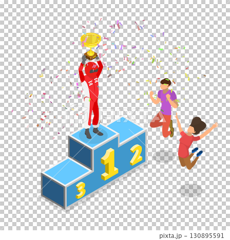 3D Isometric Flat Illustration of Professional Car Racing. Item 2 3D Isometric Flat Illustration of Professional Car Racing. Item 2 130895591