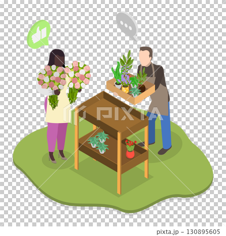 3D Isometric Flat  Illustration of Florist. Item 1 130895605