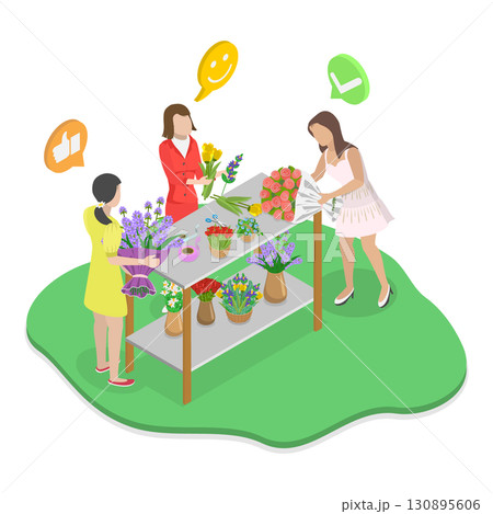 3D Isometric Flat  Illustration of Florist. Item 2 130895606