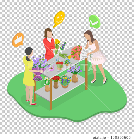 3D Isometric Flat  Illustration of Florist. Item 2 130895606