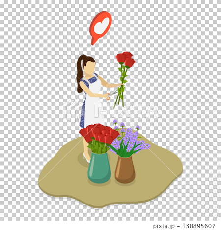 3D Isometric Flat  Illustration of Florist. Item 3 130895607