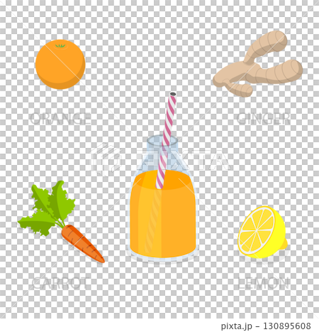 3D Isometric Flat  Illustration of Smoothie Recipes. Item 1 130895608