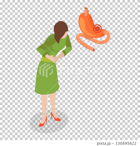 3D Isometric Flat  Illustration of Digestive Problem. Item 1 130895622