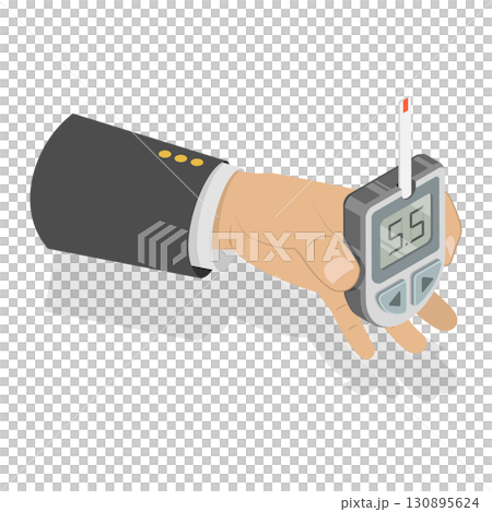 3D Isometric Flat  Illustration of Diabetes Management. Item 1 130895624