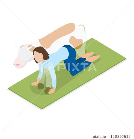 3D Isometric Flat Illustration of Animal Yoga Poses. Item 3 3D Isometric Flat Illustration of Animal Yoga Poses. Item 3 130895633